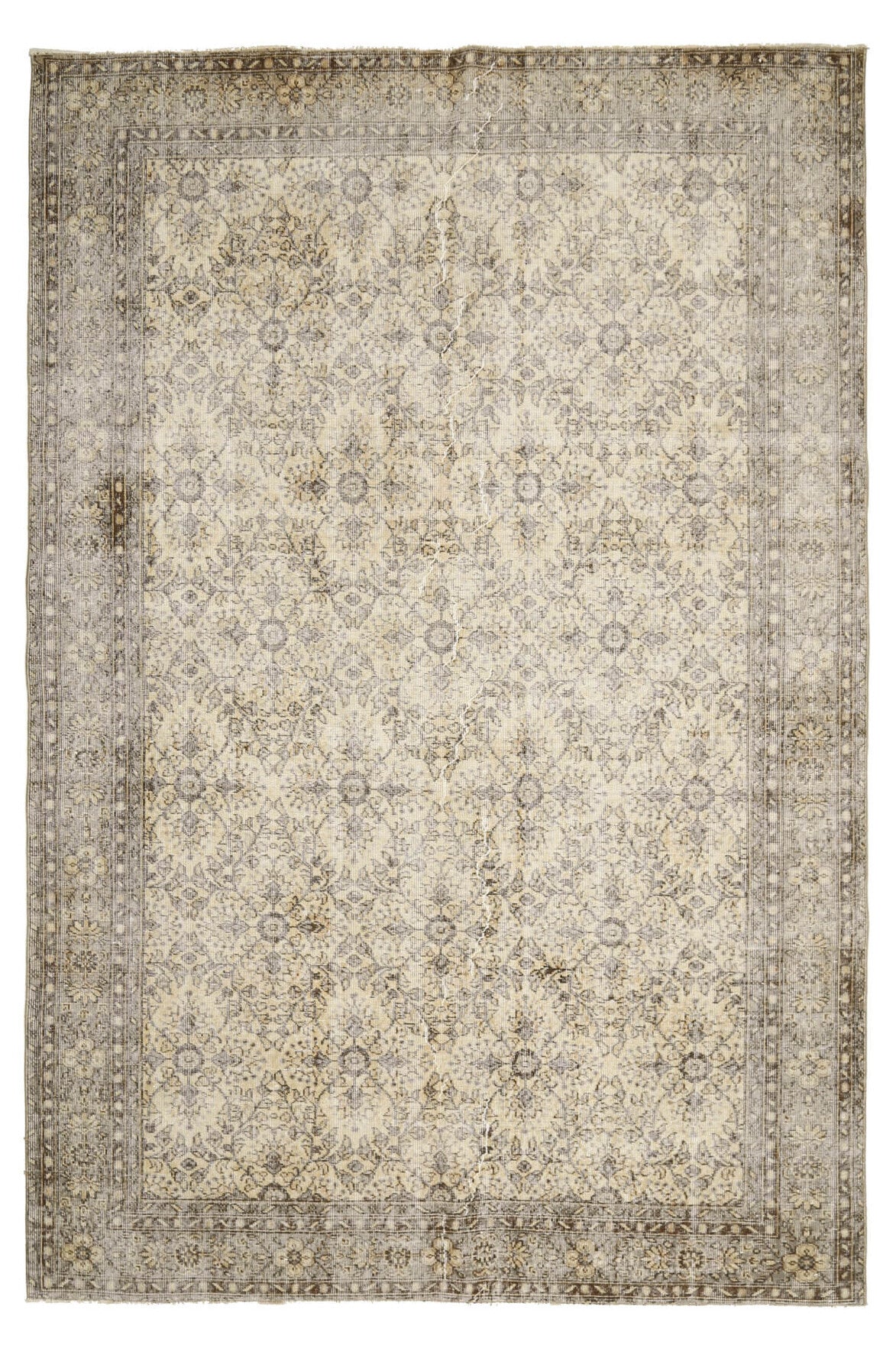 Bordered Floral Hereke Vintage Rug