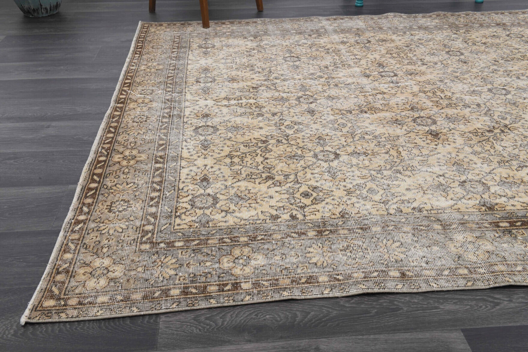Bordered Floral Hereke Vintage Rug