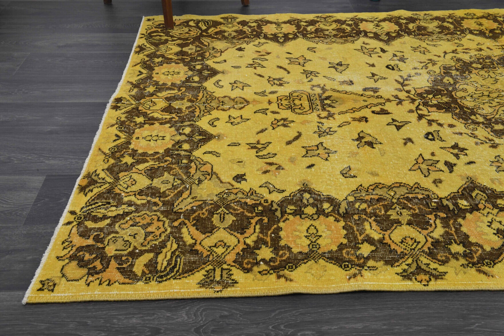 One-of-a-kind 1970s Anatolian overdyed vintage area rug in wool, 5'5" x 9'