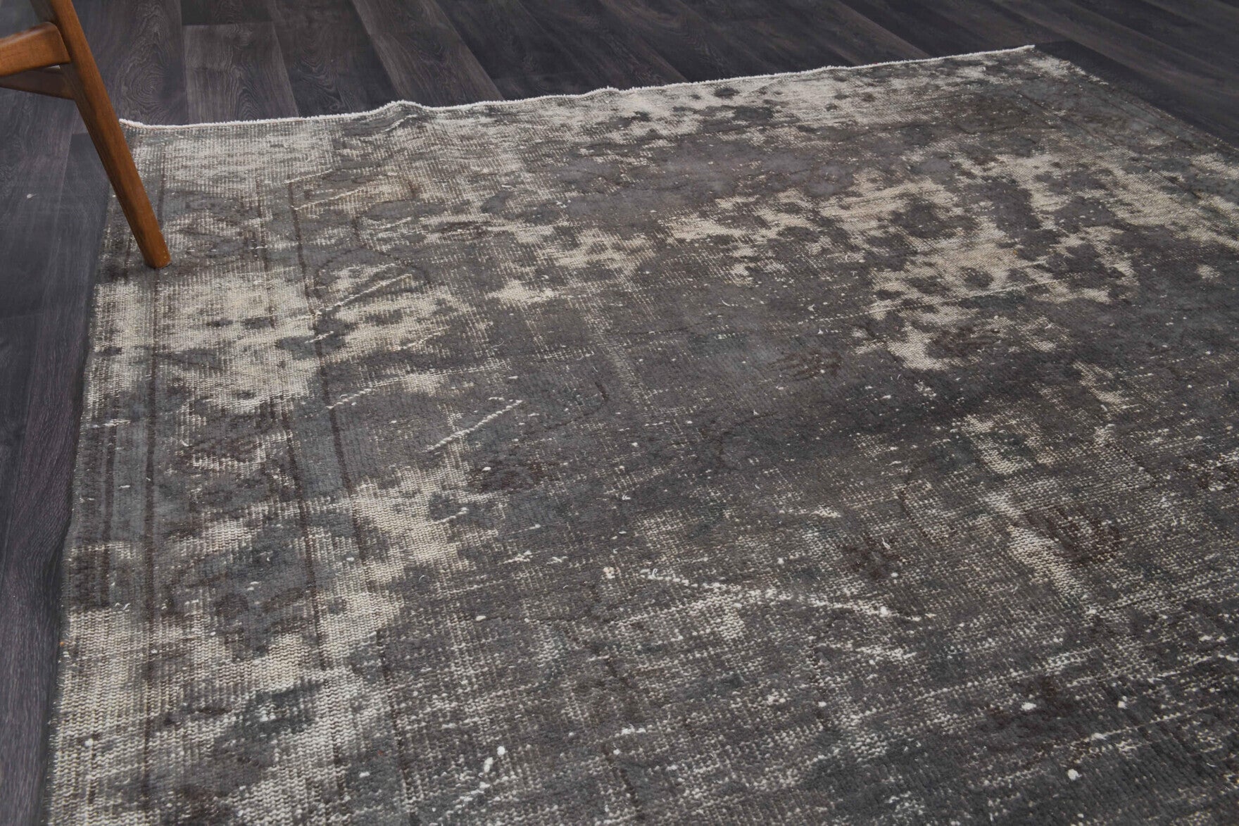 Handmade wool rug from Anatolia, Turkey – Distressed Black Anatolian Vintage Area Rug 6'7" x 10'6"