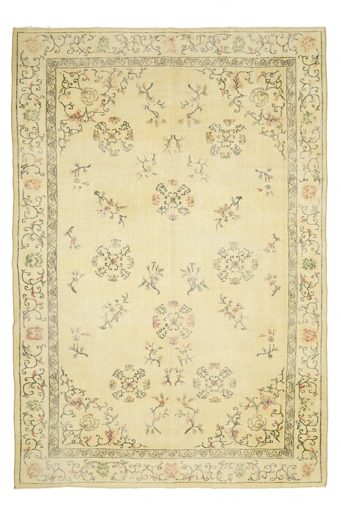 Beige Vintage Oushak Area Rug
