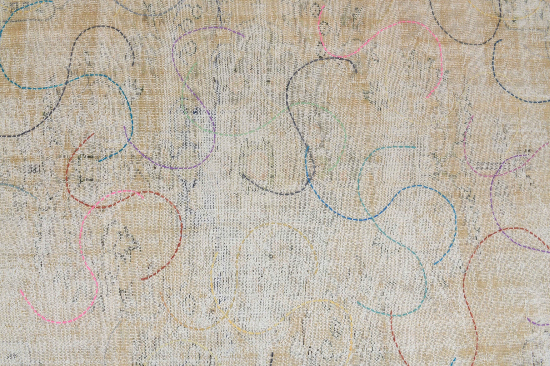 190x284 cm antique washed vintage Anatolian area rug – Bademdil Designer's Choice, low pile, wool