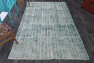 Distressed Vintage Green Oushak Rug