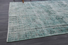 Distressed Vintage Green Oushak Rug