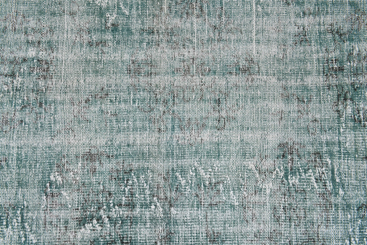 Distressed Vintage Green Oushak Rug