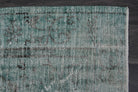 Distressed Vintage Green Oushak Rug