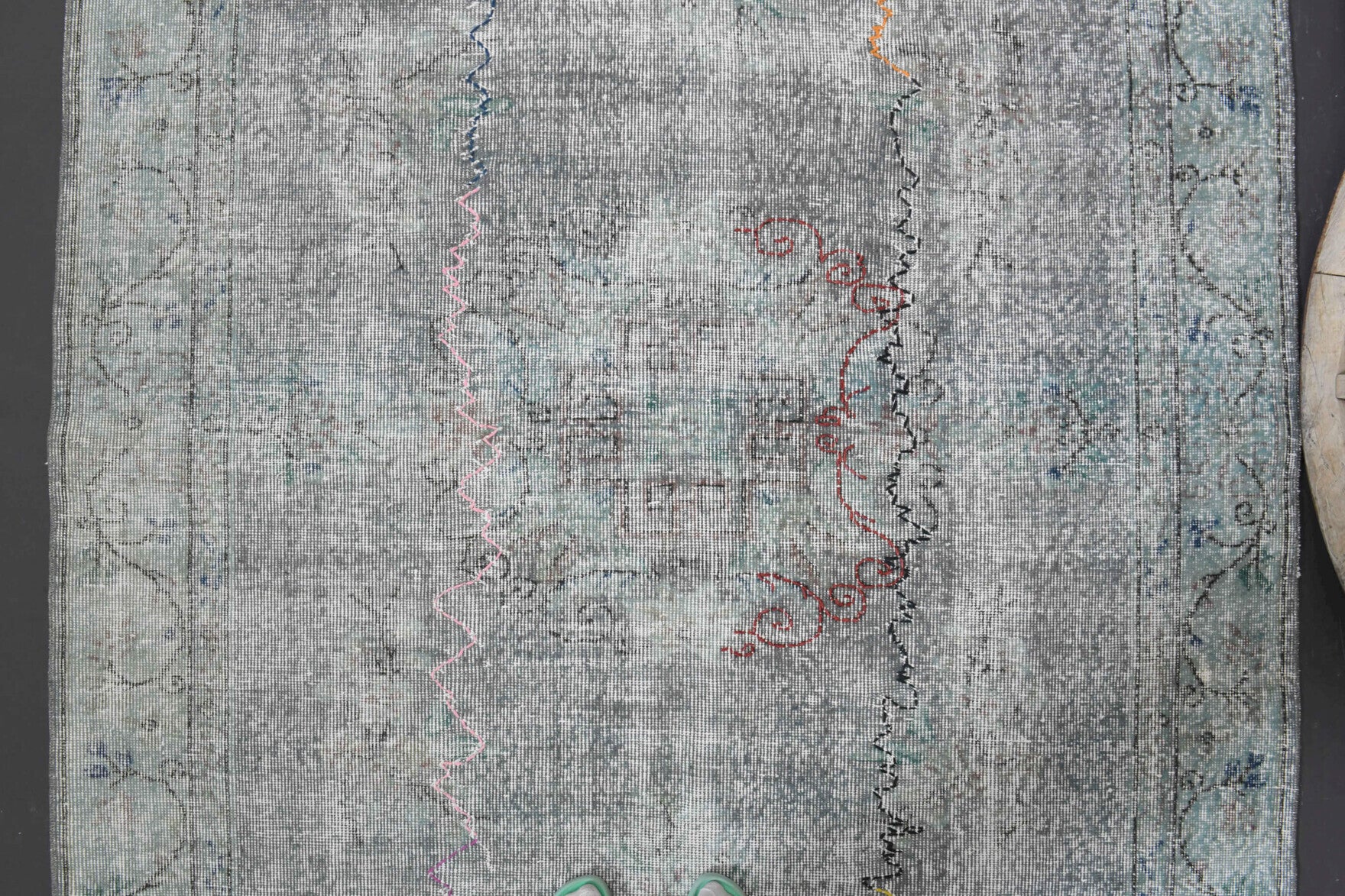 Authentic Anatolian distressed vintage area rug (1950s) with oriental design – one-of-a-kind at Fame Rugs