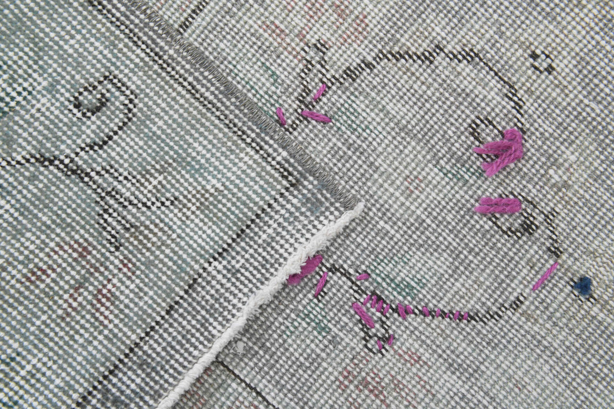 Hand-crafted Anatolian distressed vintage rug Pervalale in wool, 1950s