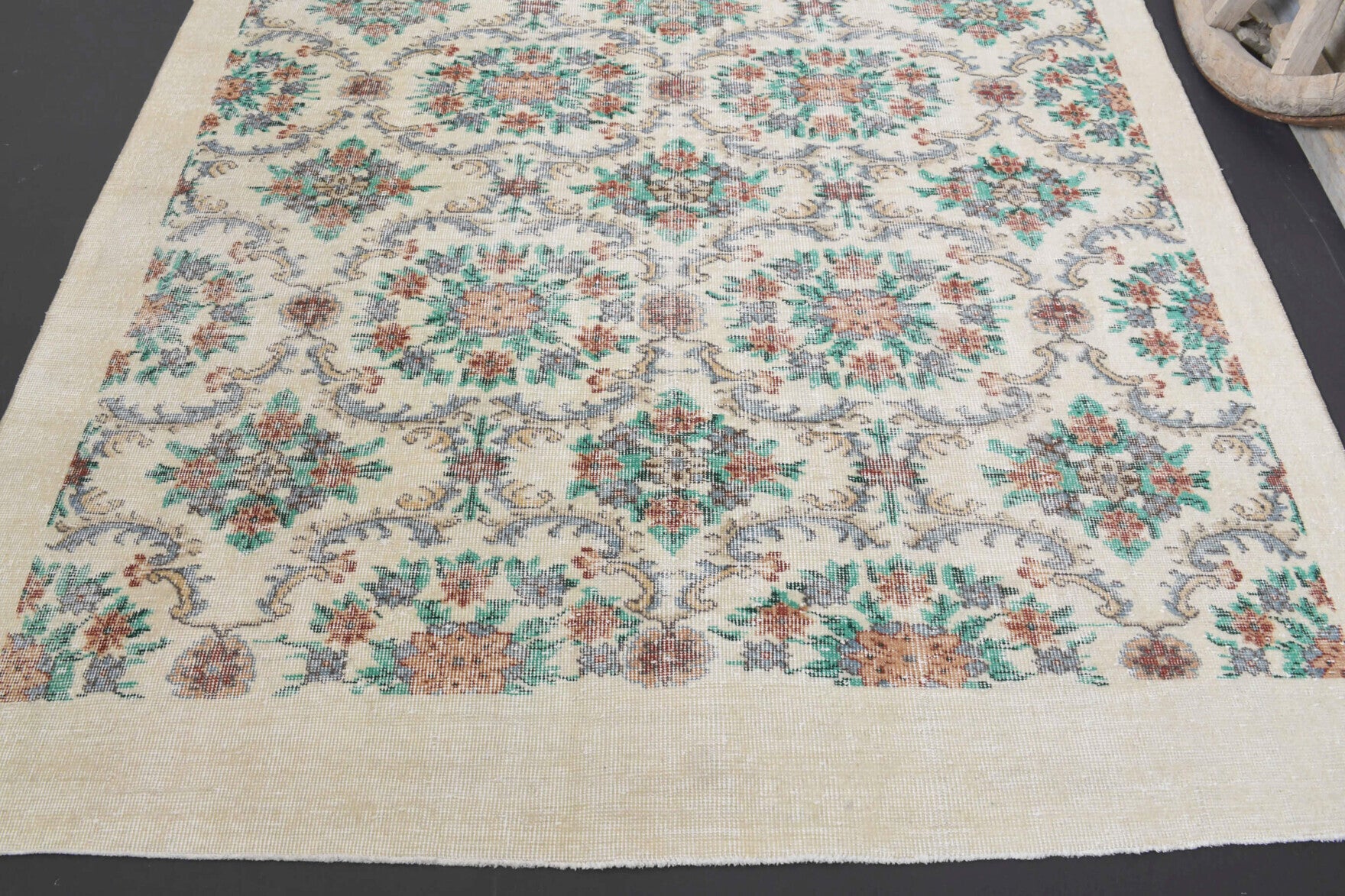 202x299 cm vintage Anatolian area rug – Pembeter, low pile, wool