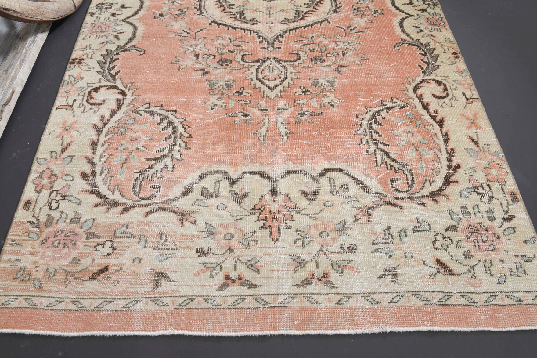 Handmade wool rug from Anatolia, Turkey – Vintage Orange Area Anatolian Rug 6' x 9'11"