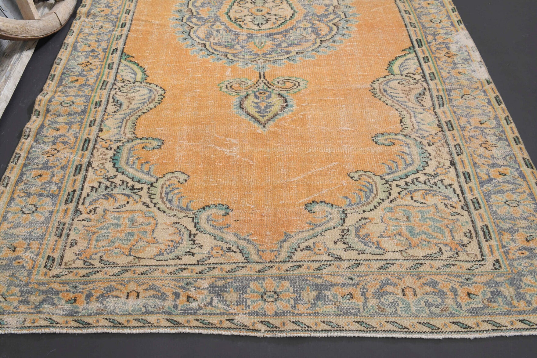Handmade wool rug from Anatolia, Turkey – 6x10 Vintage Oriental Area Anatolian Rug 6'1" x 9'9"