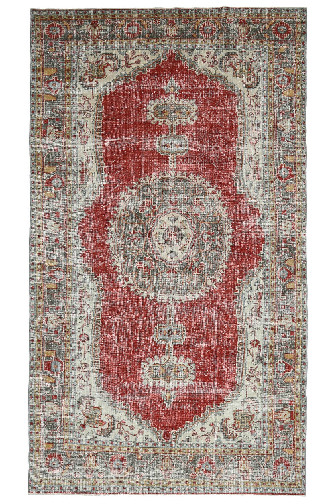 1960s- Red Colored - Medallion - Anatolian Vintage Rug