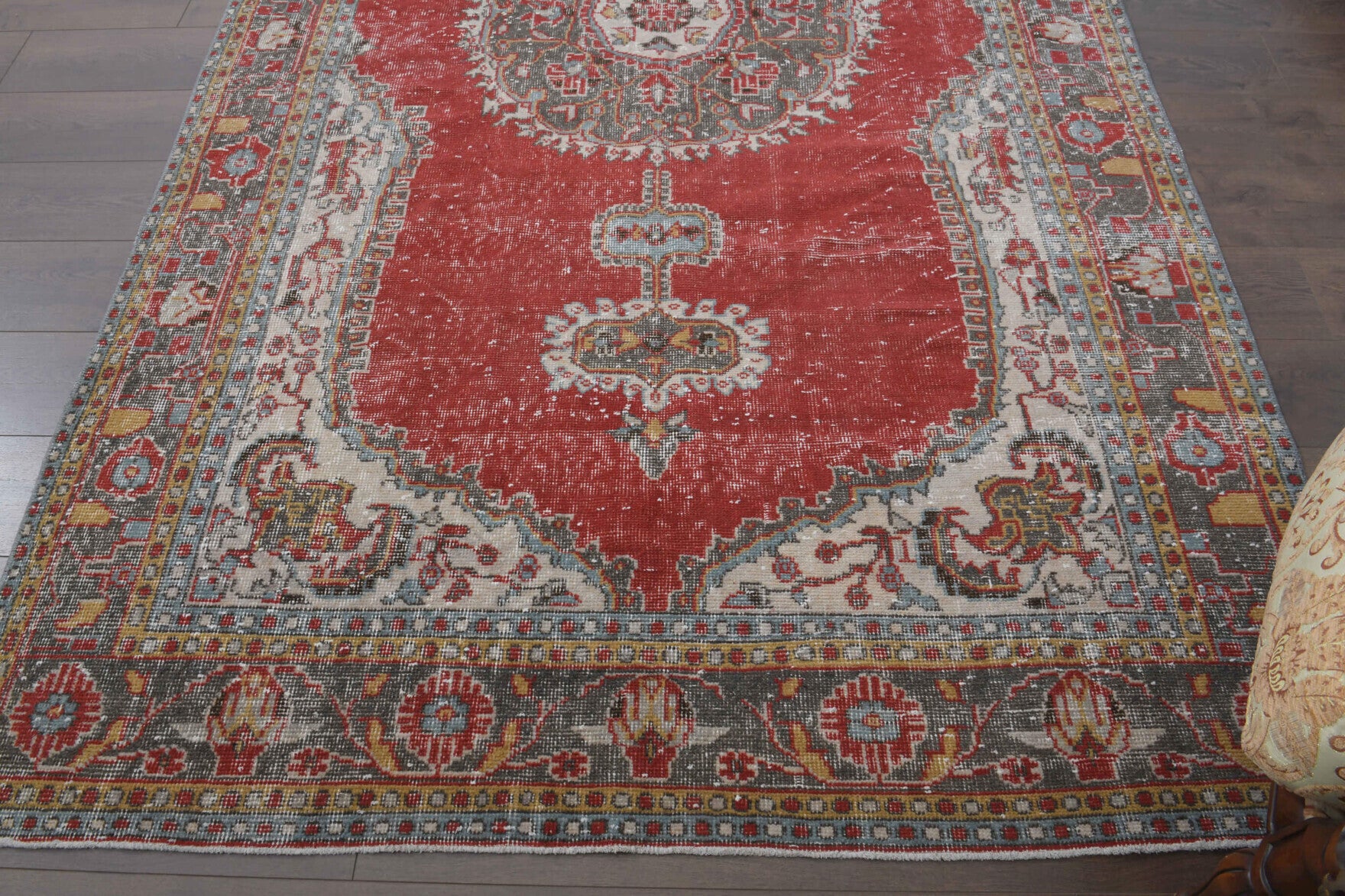 1960s- Red Colored - Medallion - Anatolian Vintage Rug