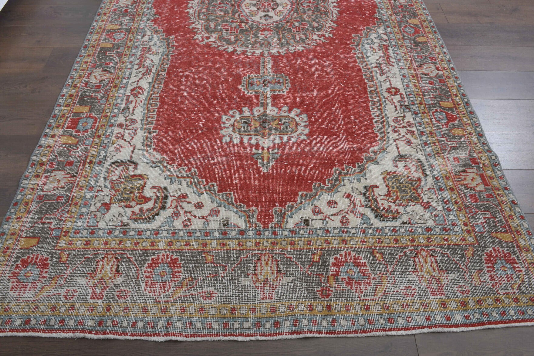 1960s- Red Colored - Medallion - Anatolian Vintage Rug
