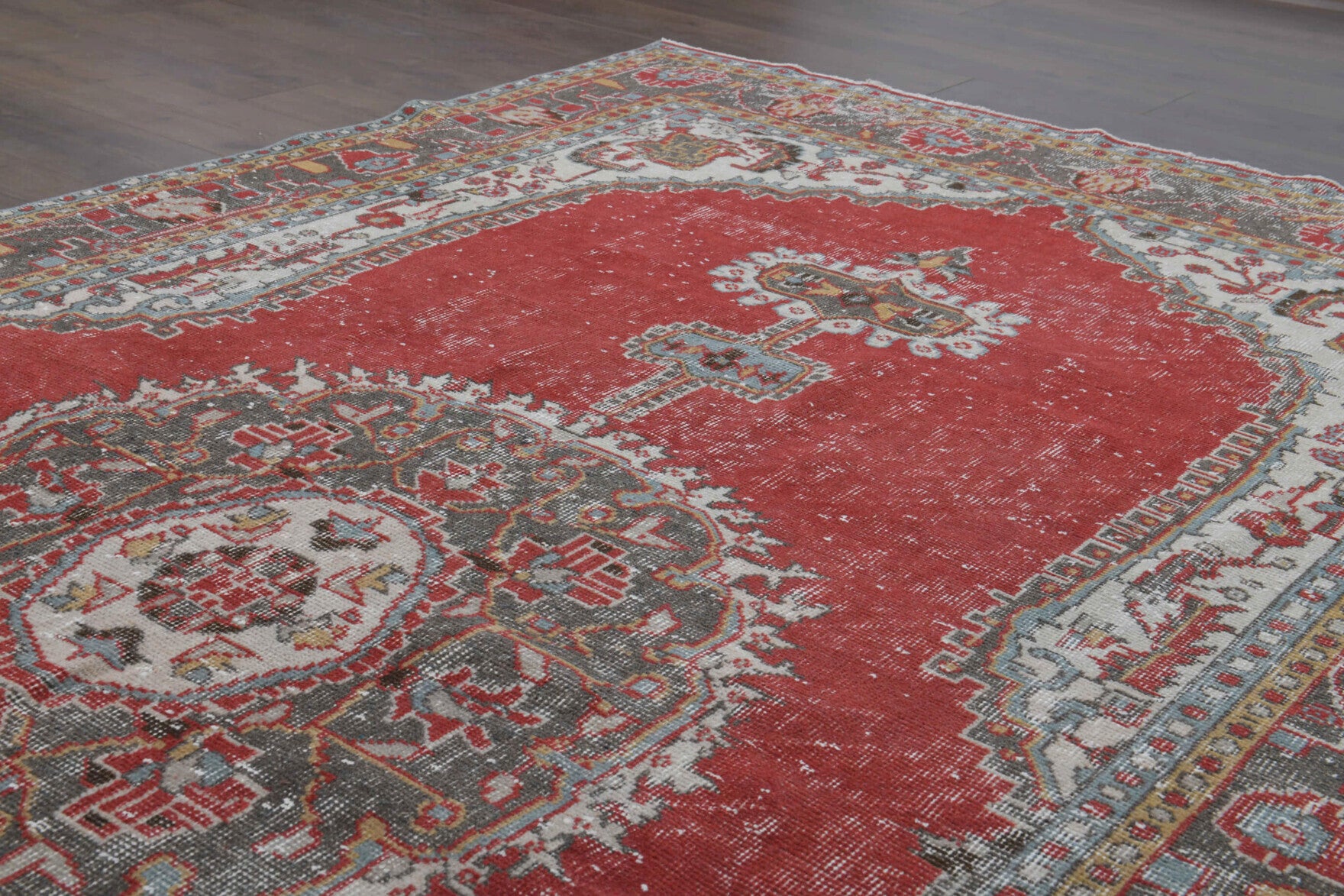 1960s- Red Colored - Medallion - Anatolian Vintage Rug