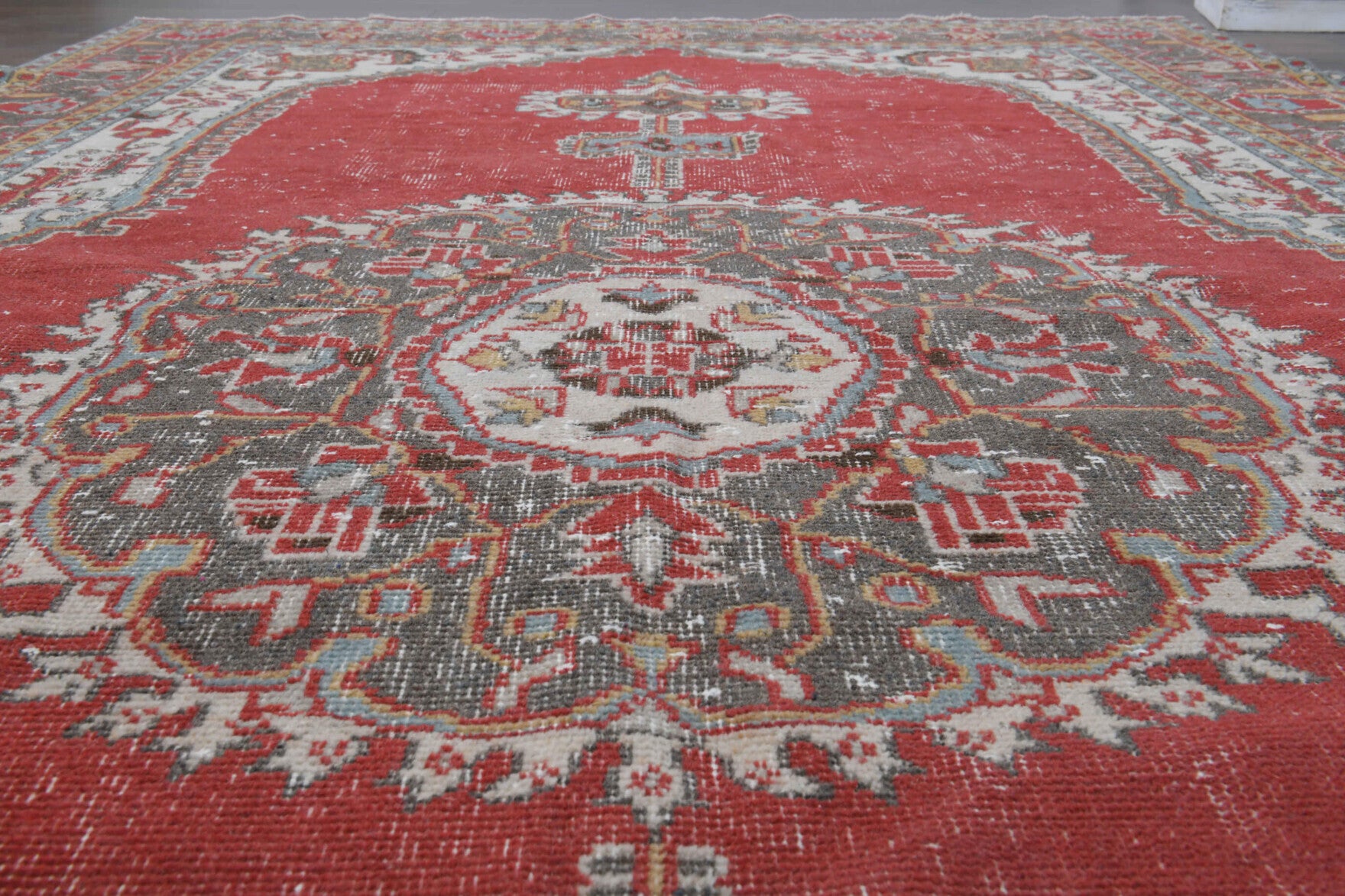 1960s- Red Colored - Medallion - Anatolian Vintage Rug