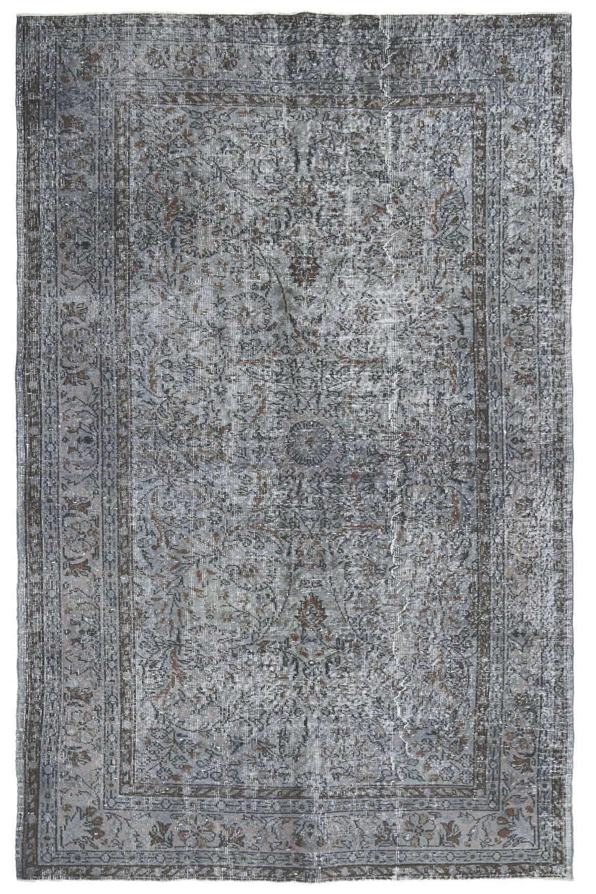 Vintage Hereke Gray Floral Rug