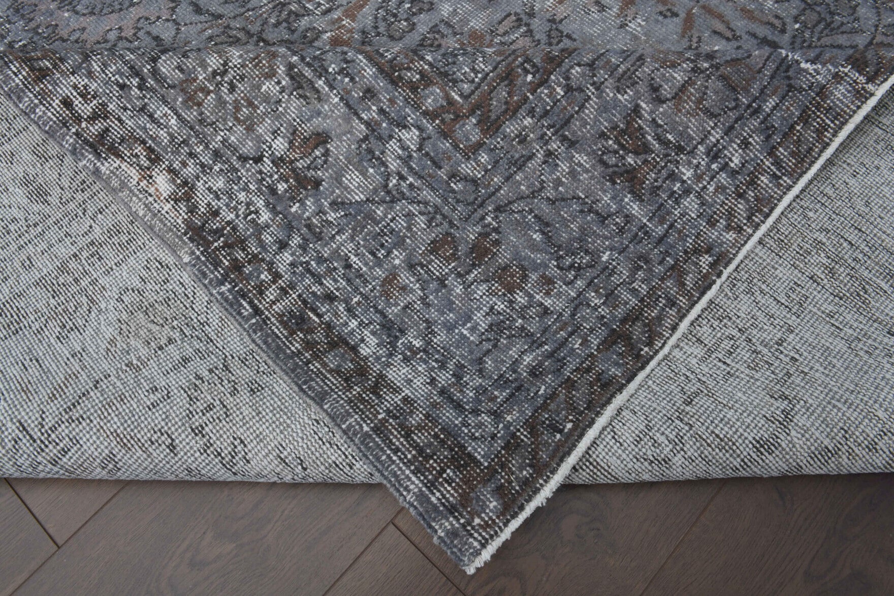 Vintage Hereke Gray Floral Rug