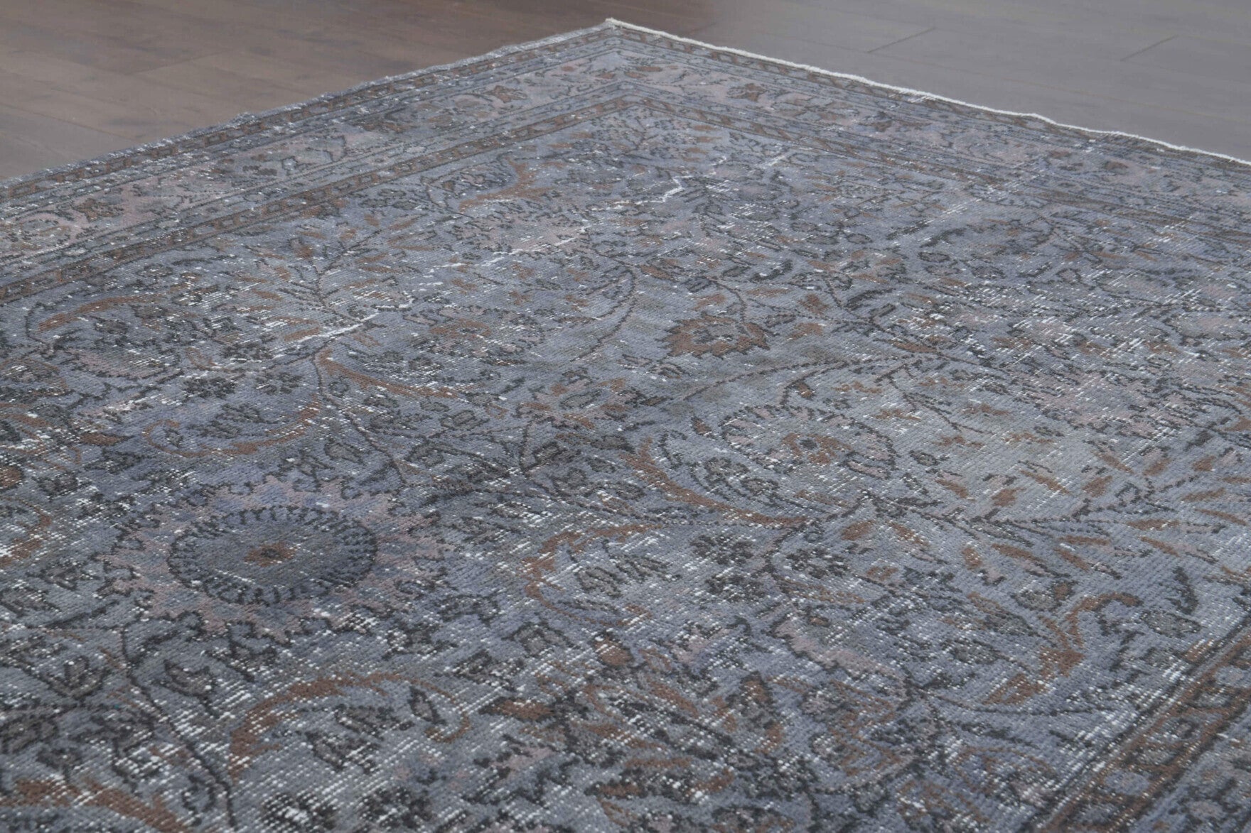 Vintage Hereke Gray Floral Rug