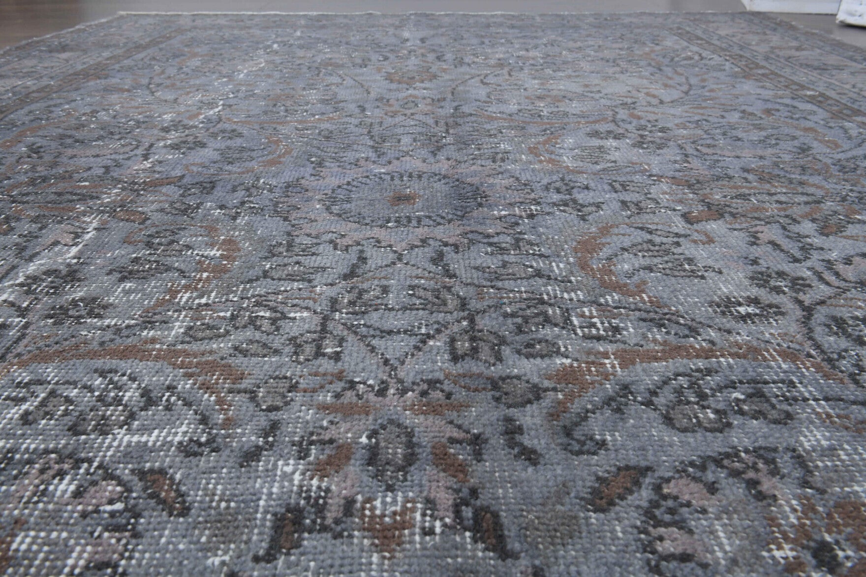 Vintage Hereke Gray Floral Rug
