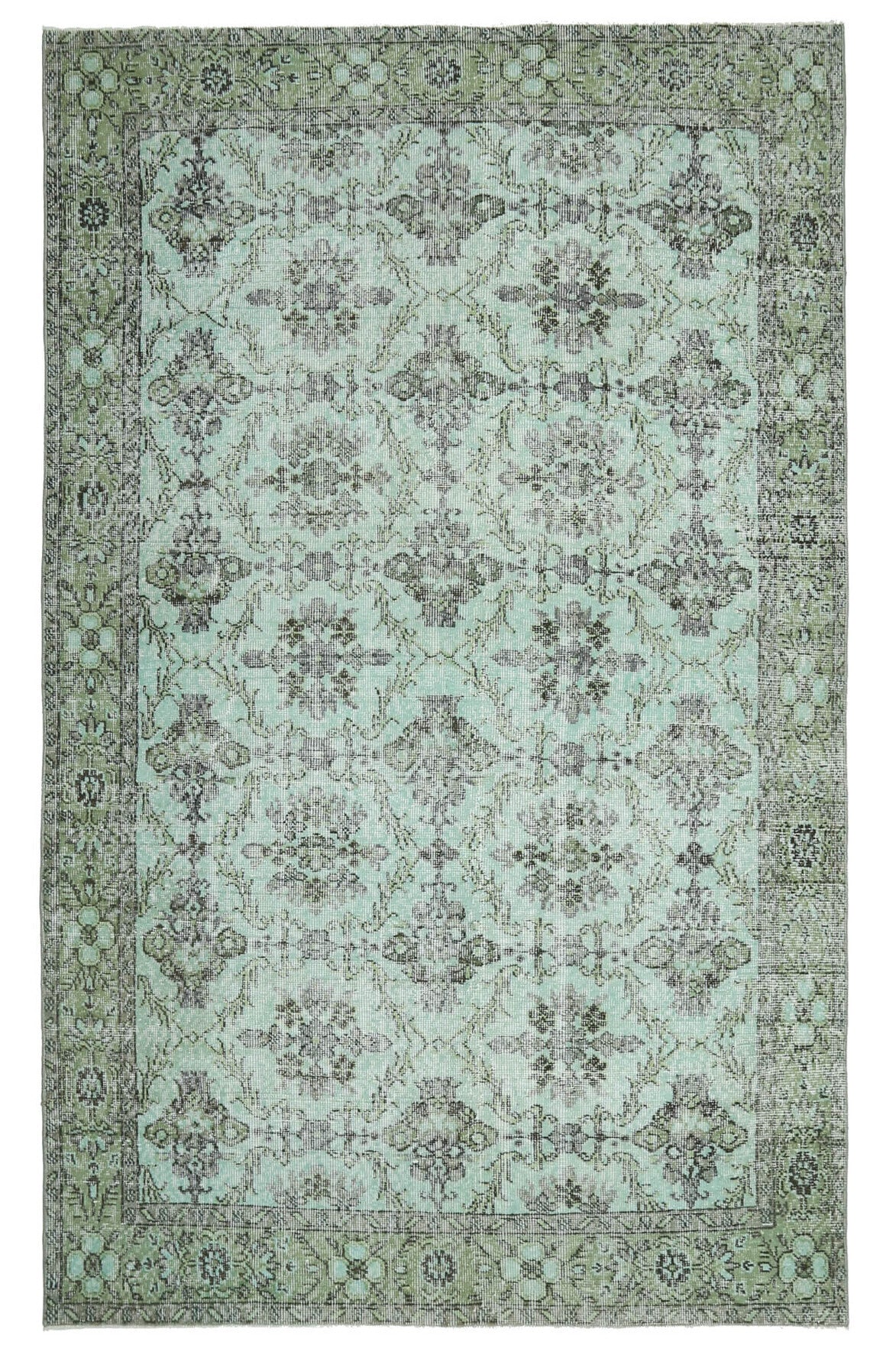 Mint Floral - Vintage Area Hereke Rug