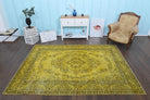 Yellow Vintage Area Oushak Rug