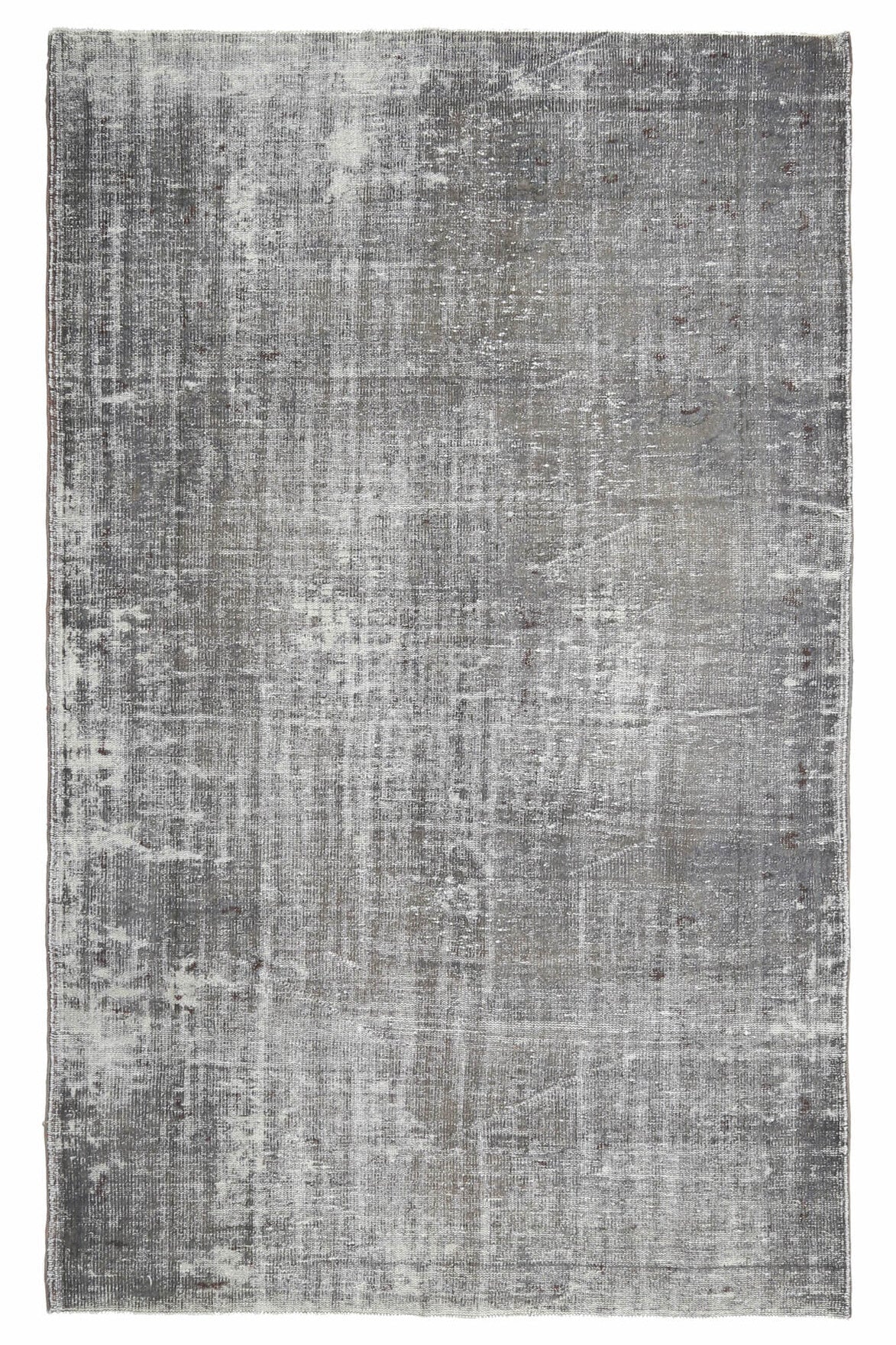 Solid Gray Vintage Area Anatolian Rug