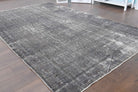 Solid Gray Vintage Area Anatolian Rug