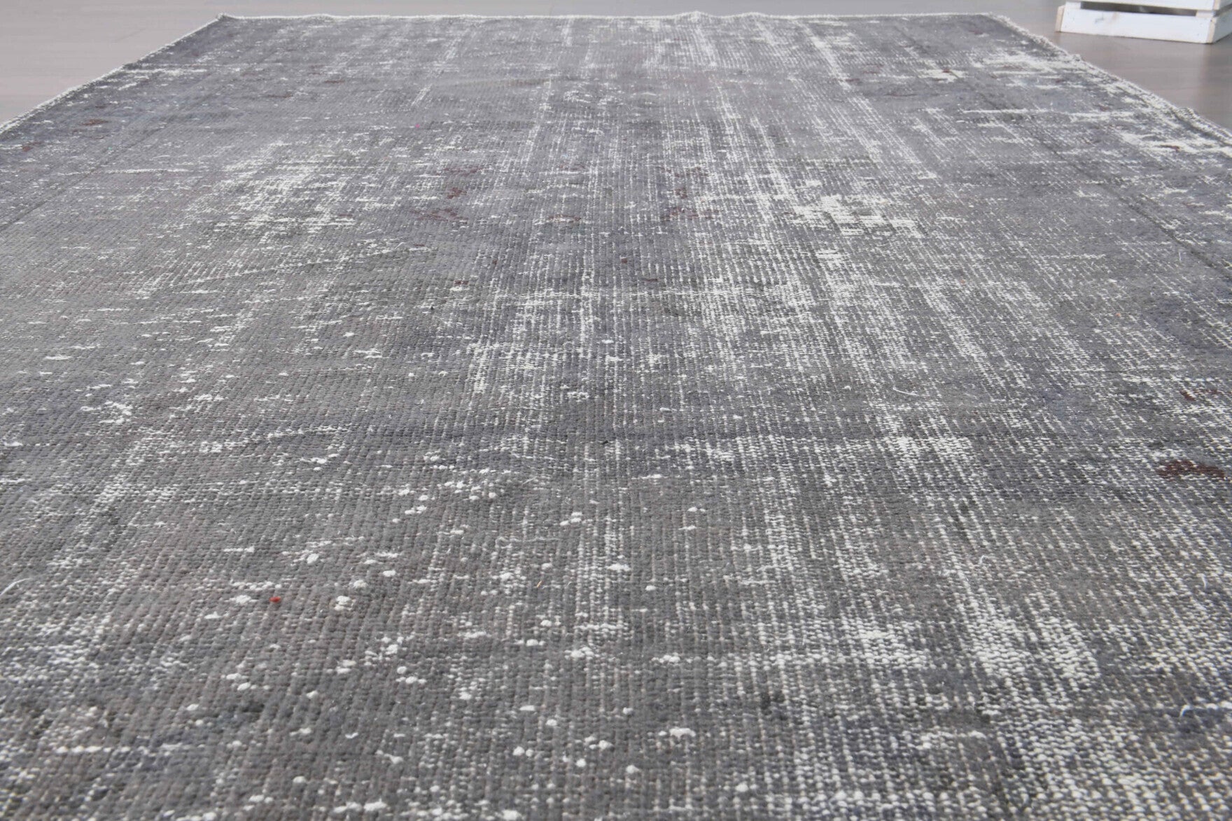 Solid Gray Vintage Area Anatolian Rug