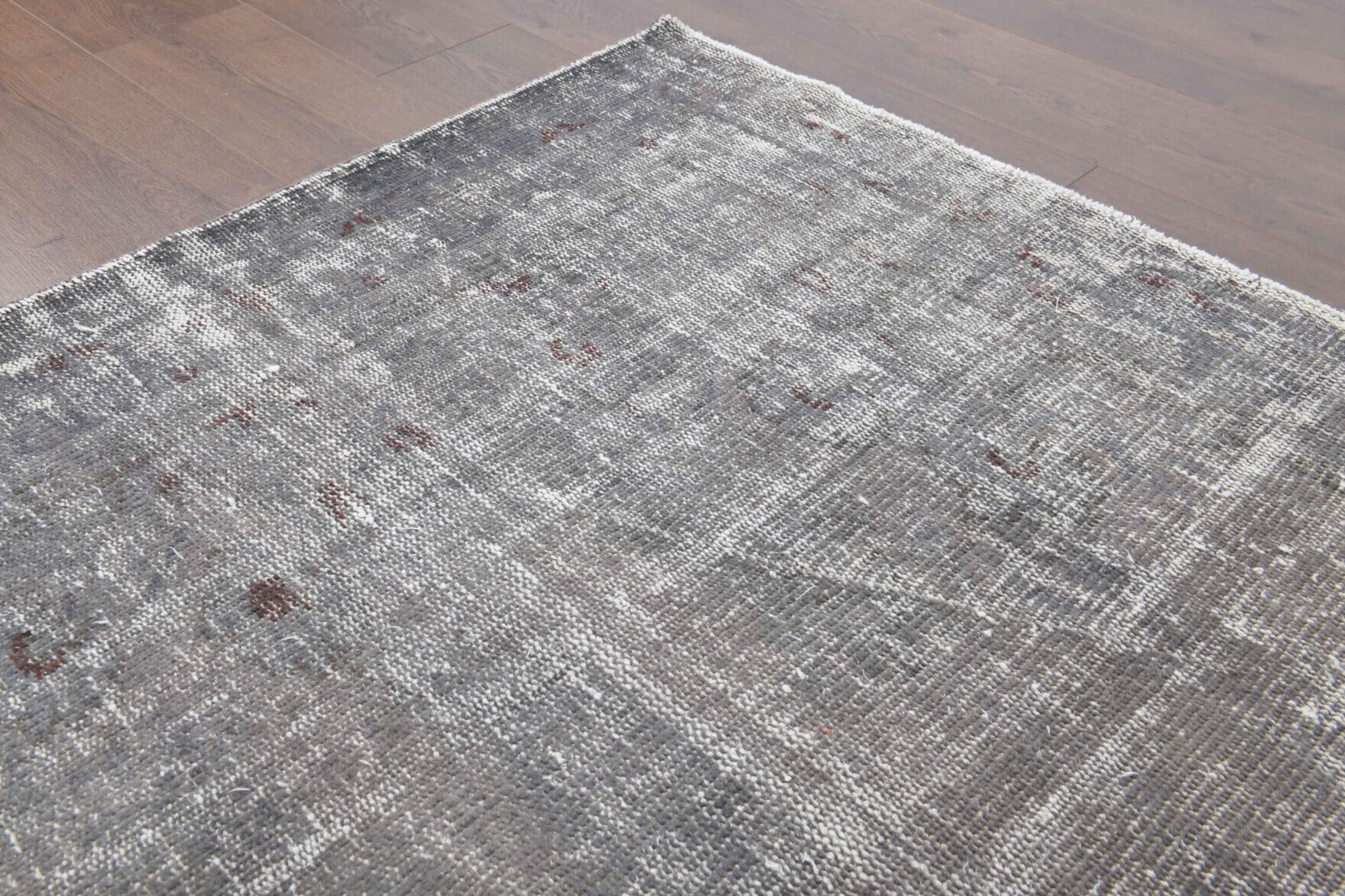 Solid Gray Vintage Area Anatolian Rug