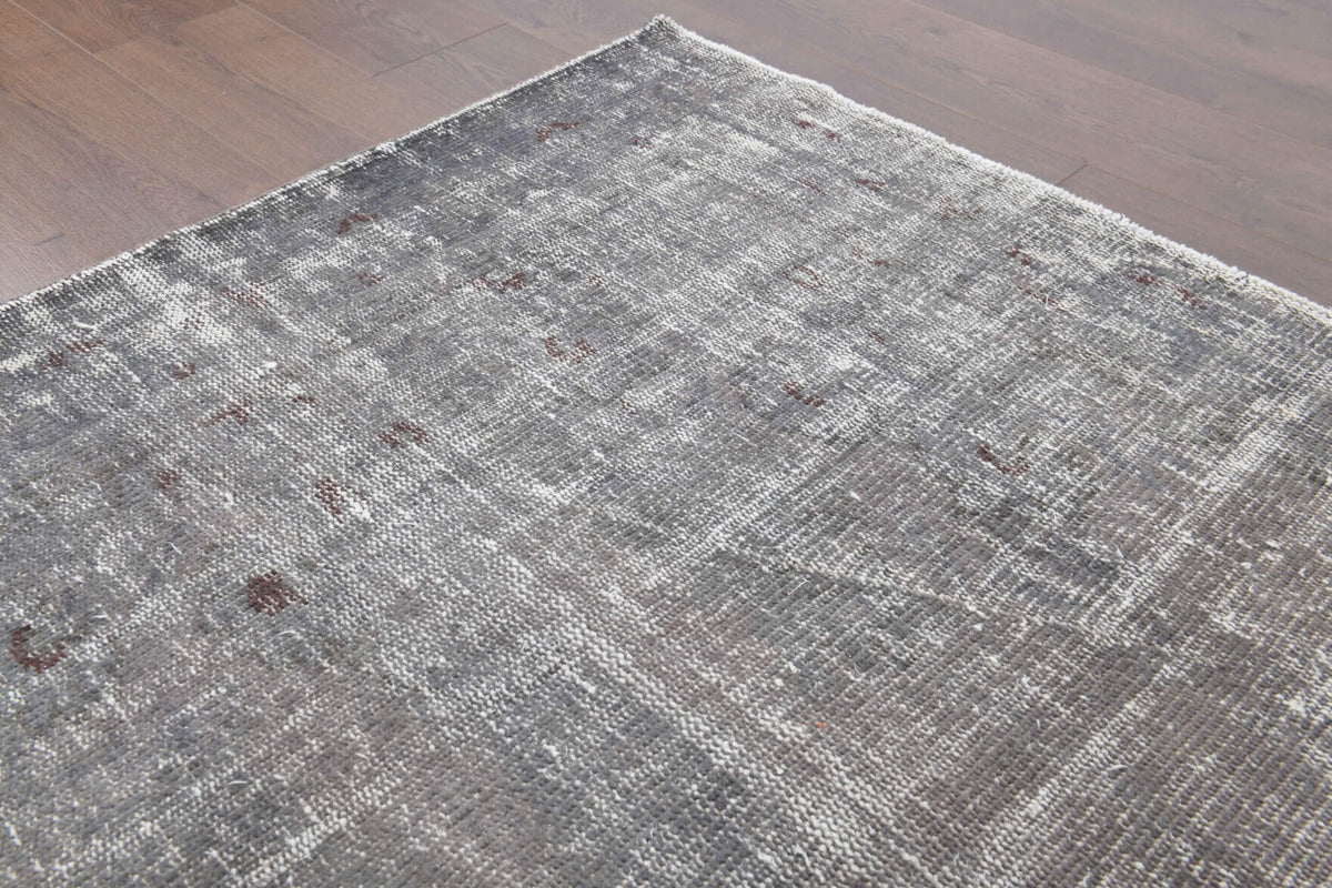 Solid Gray Vintage Area Anatolian Rug