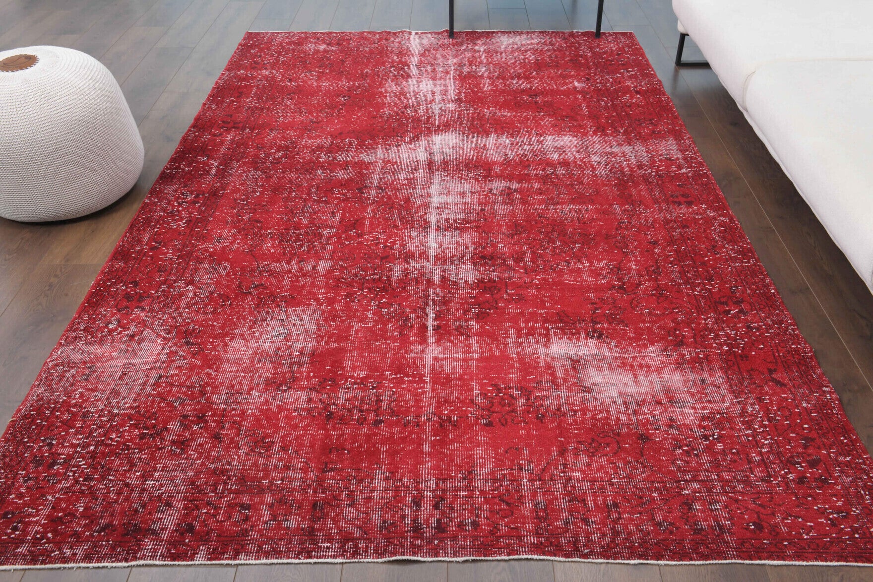 1970s Overyded Red Anatolian Carpet