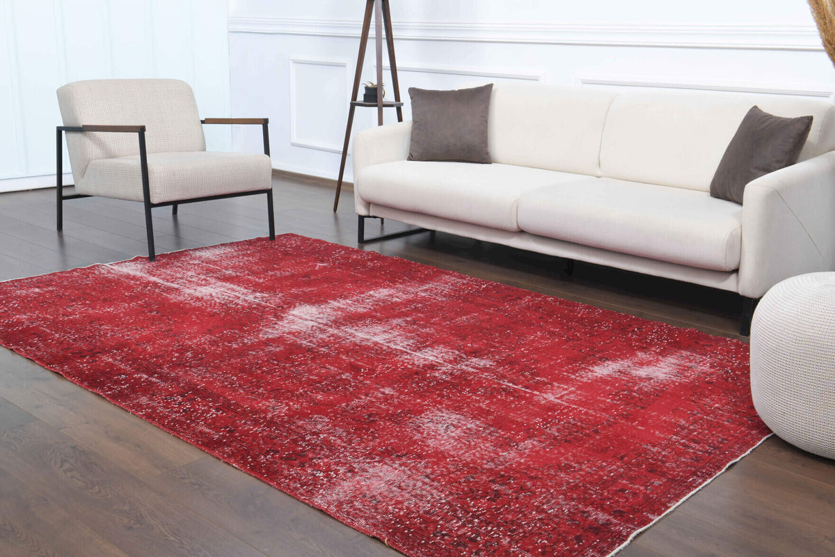 One-of-a-kind 1970s Anatolian overdyed vintage area rug in wool, 6' x 9'4"