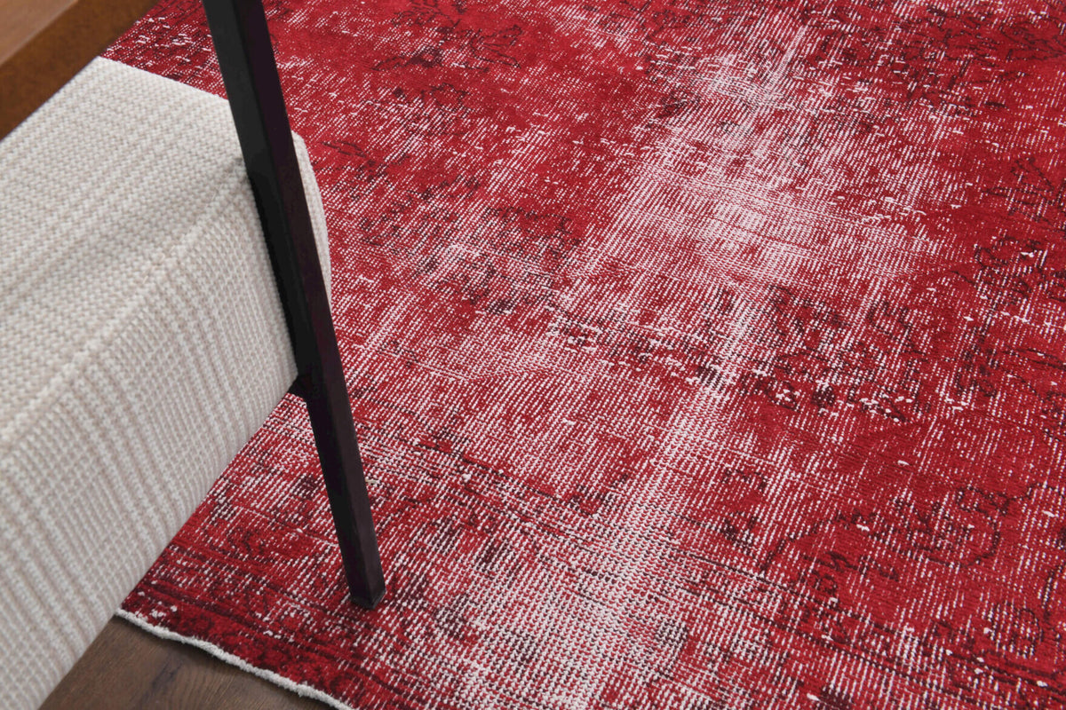 Authentic Anatolian overdyed vintage area rug (1970s) with oriental design – one-of-a-kind at Fame Rugs