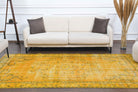 Vintage Yellow Rug, Turkish Area Anatolian Rug
