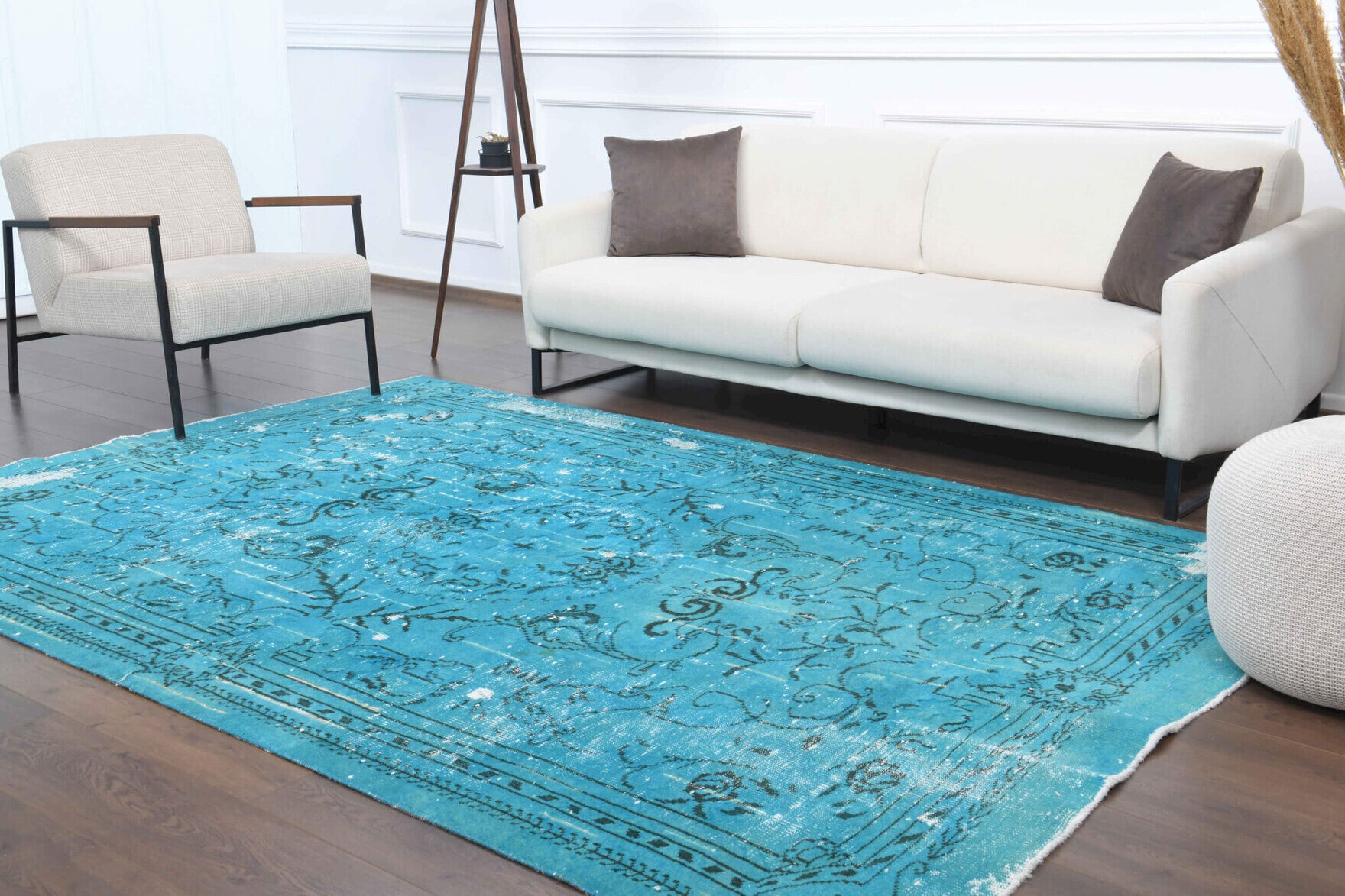 One-of-a-kind 1970s Anatolian overdyed vintage area rug in wool, 6'4" x 9'8"