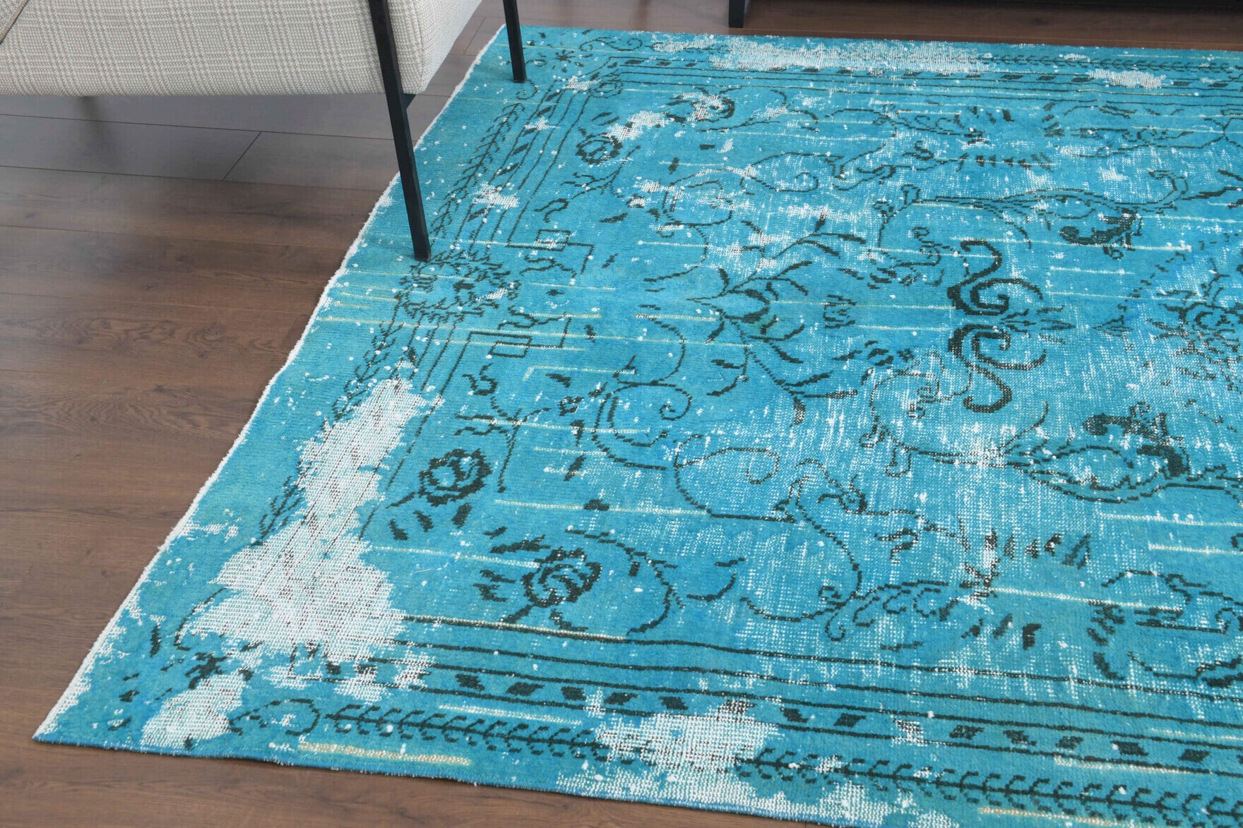 192x294 cm overdyed vintage Anatolian area rug – Euterpe, low pile, wool