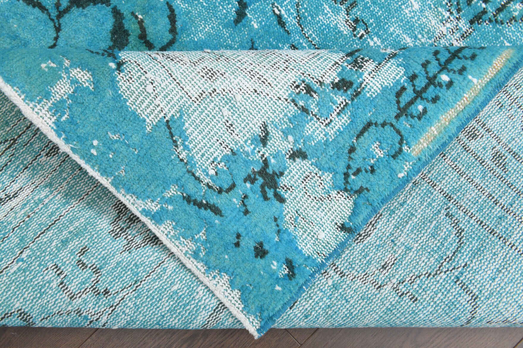 Hand-crafted Anatolian overdyed vintage rug Euterpe in wool, 1970s