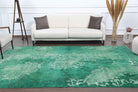 Overdyed Distressed Green Vintage Oushak Rug