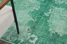 Overdyed Distressed Green Vintage Oushak Rug