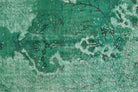 Overdyed Distressed Green Vintage Oushak Rug