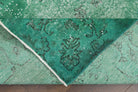 Overdyed Distressed Green Vintage Oushak Rug