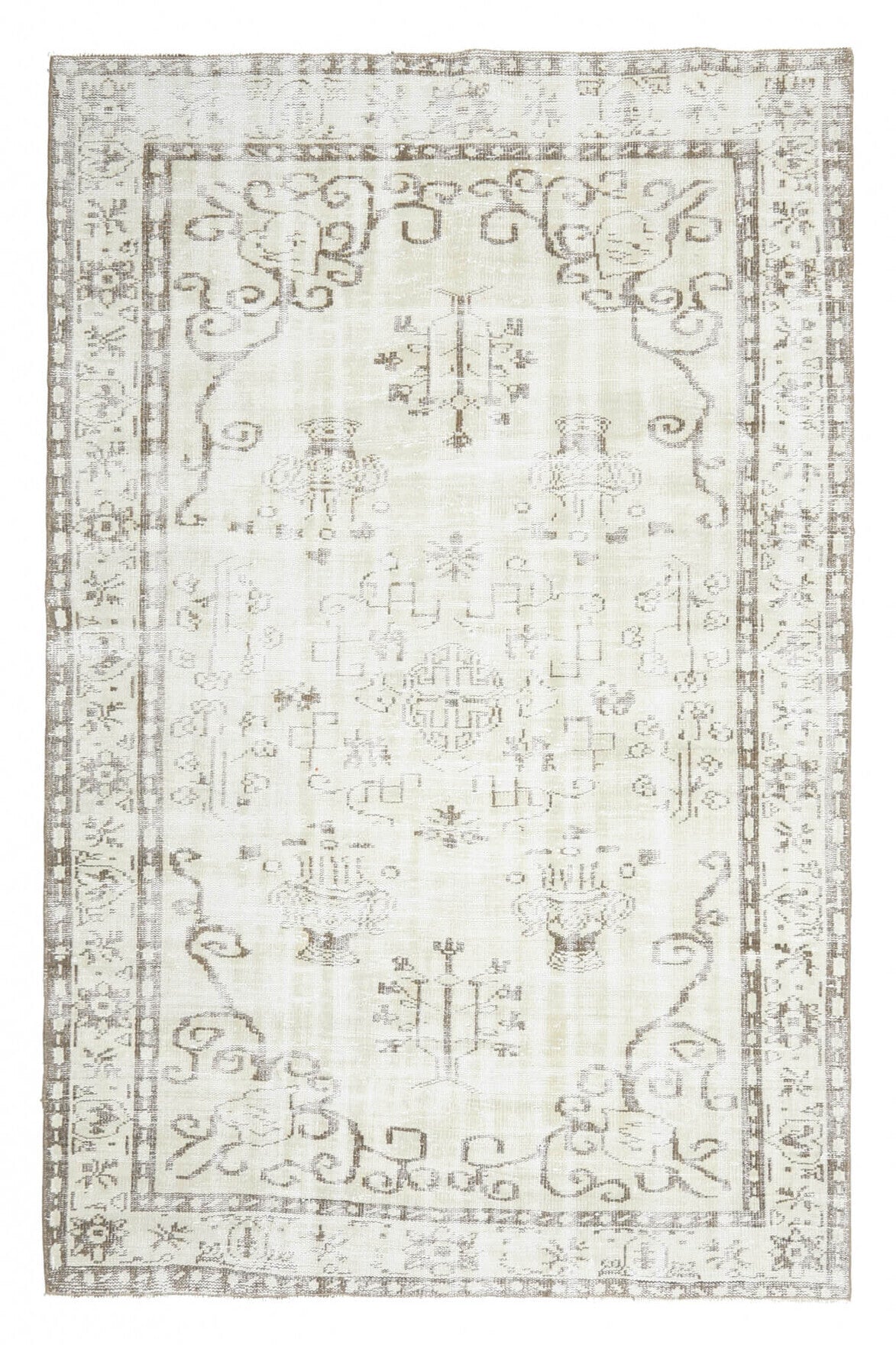 Cream Vintage Anatolian Area Rug