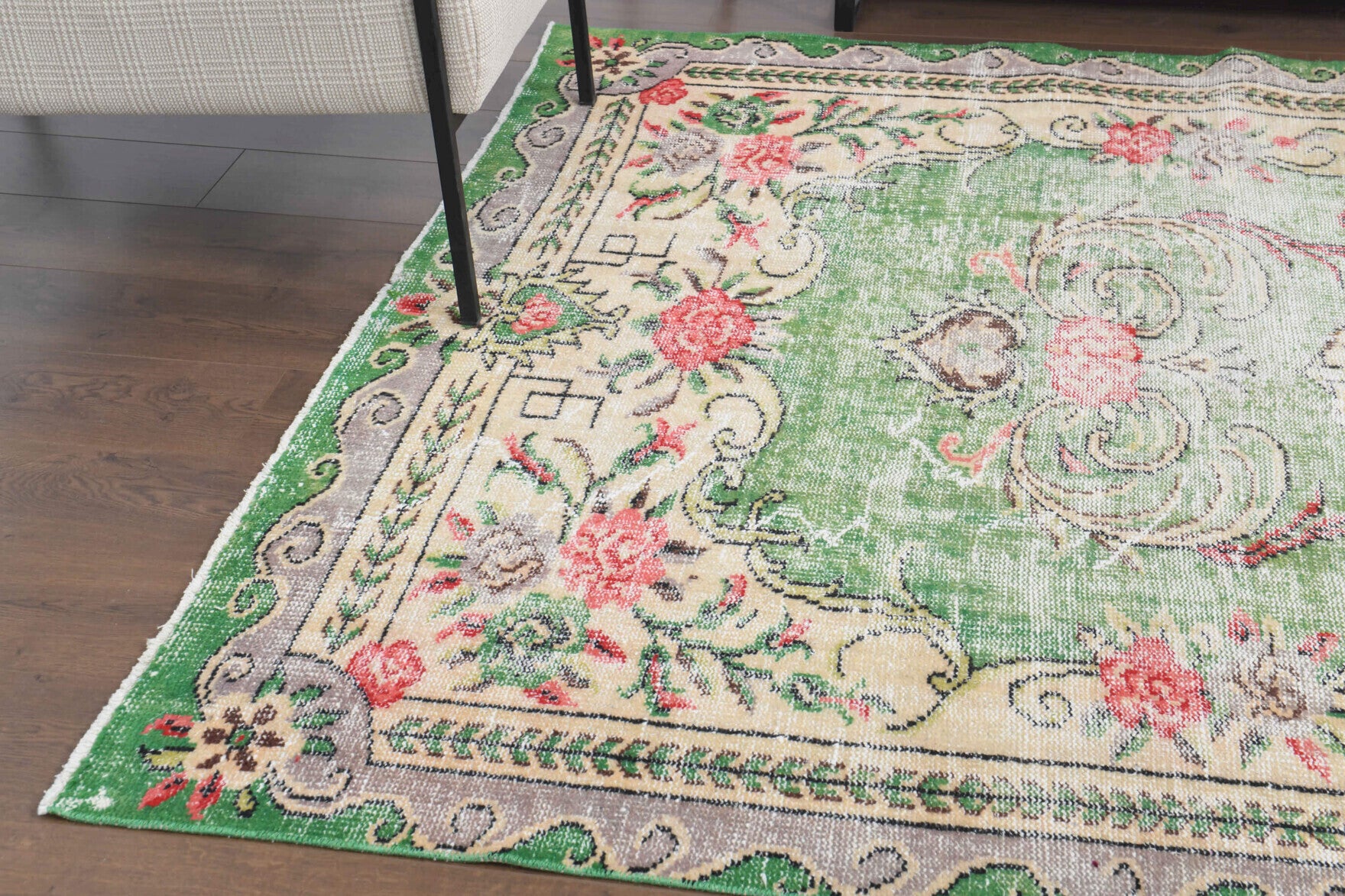 185x290 cm vintage Anatolian area rug – Peitho, low pile, wool