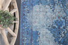 Handmade wool rug from Anatolia, Turkey – Blue Distressed Area Oushak Rug 5'11" x 10'