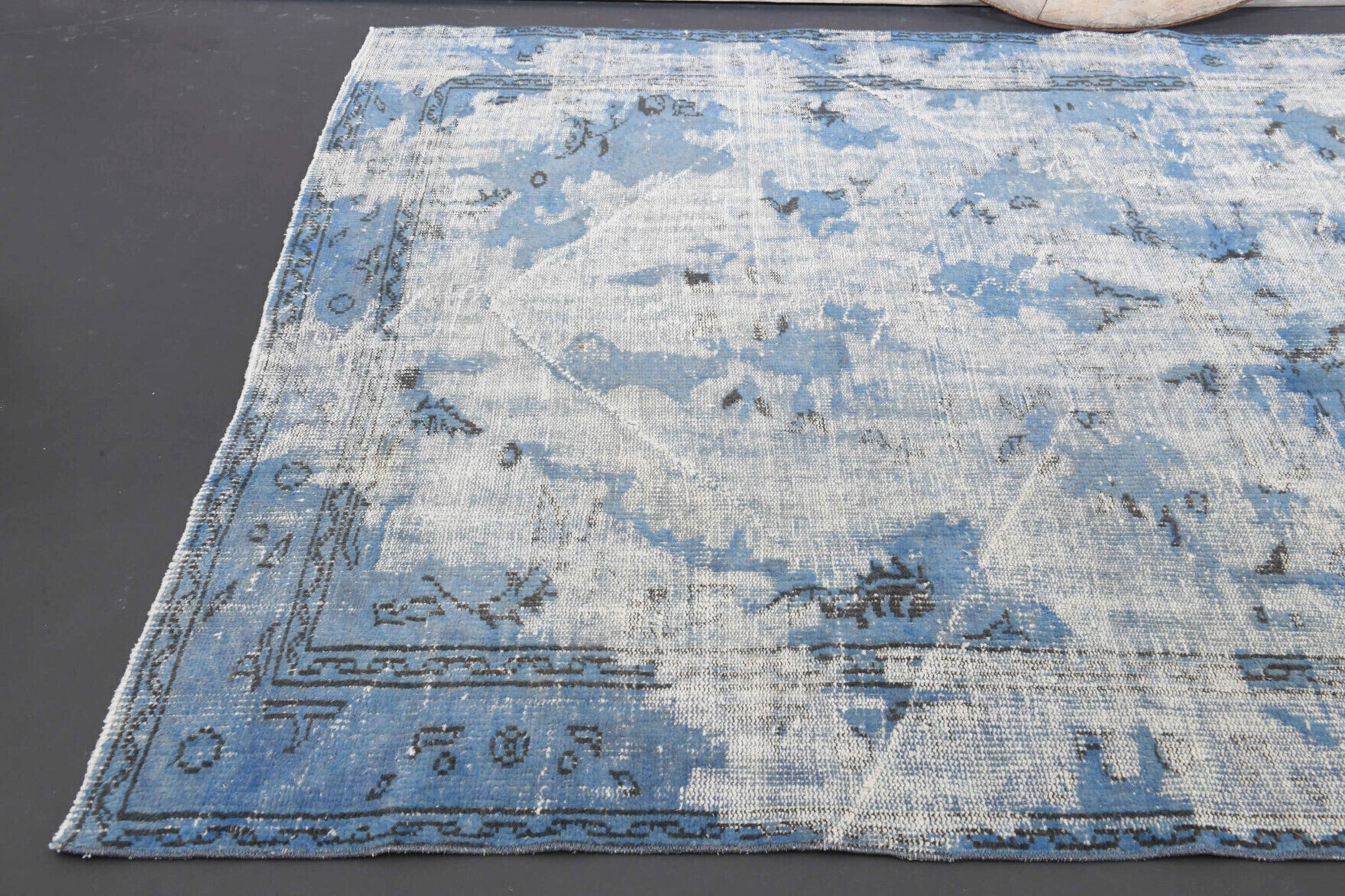 One-of-a-kind 1960s Anatolian distressed vintage area rug in wool, 6'2" x 9'11"