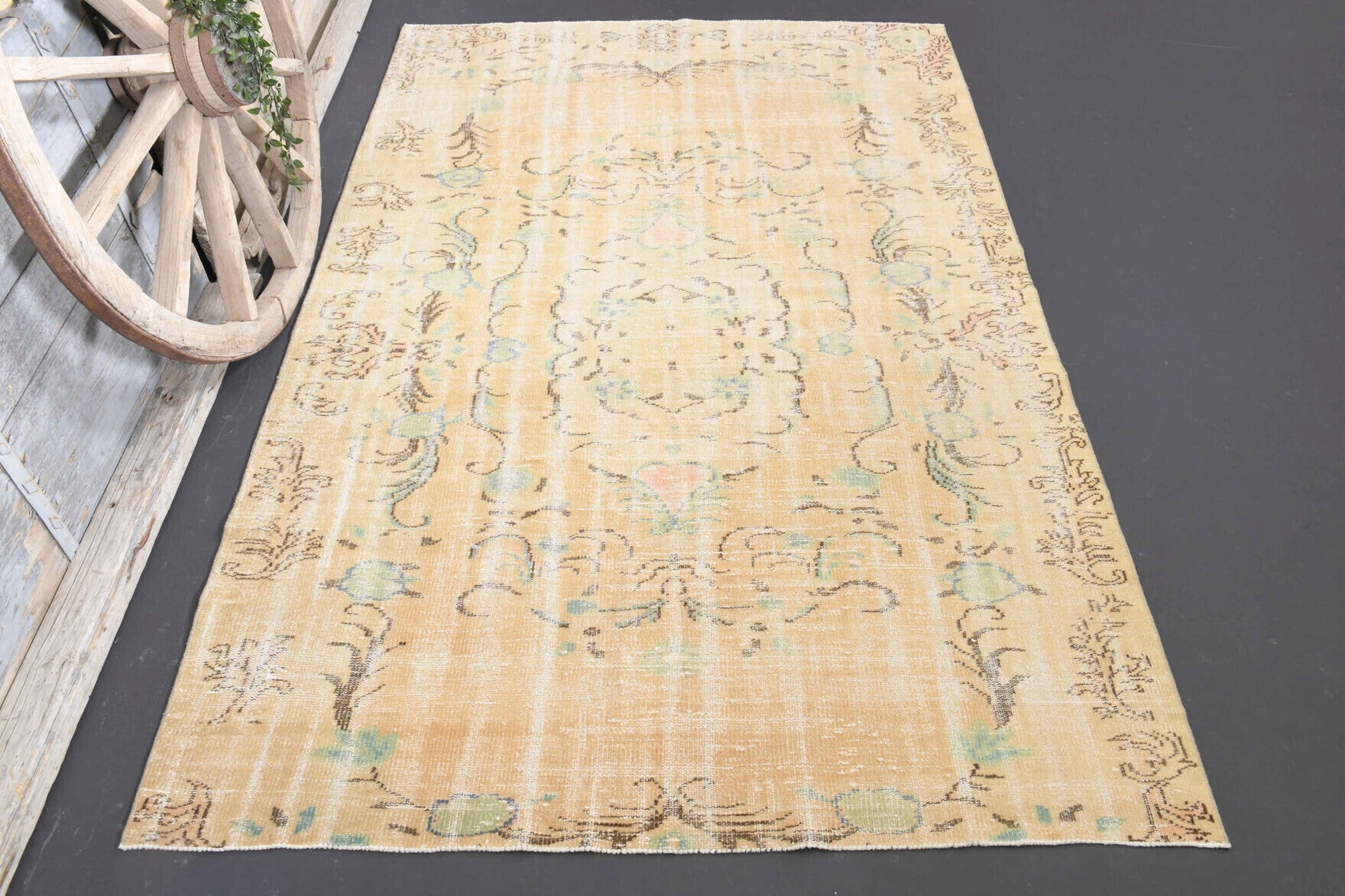 Semi-Antique Neutral Anatolian Area Rug