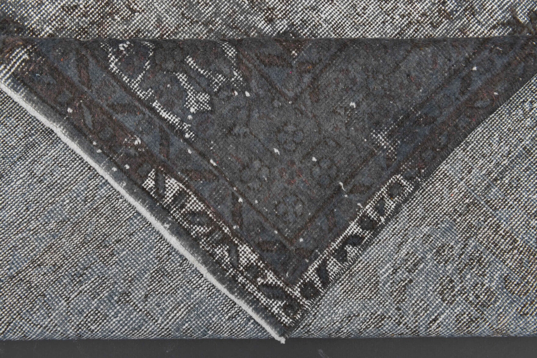 Gray Ethnic Vintage Distressed Anatolian Area Rug