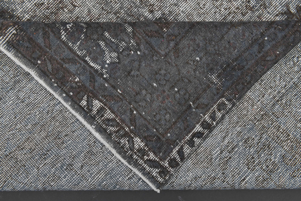 Gray Ethnic Vintage Distressed Anatolian Area Rug