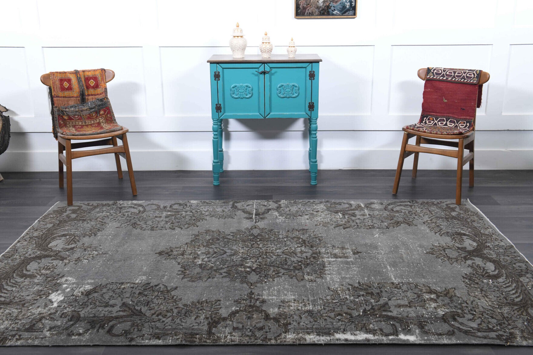 Vintage Anatolian Gray Oriental Area Rug